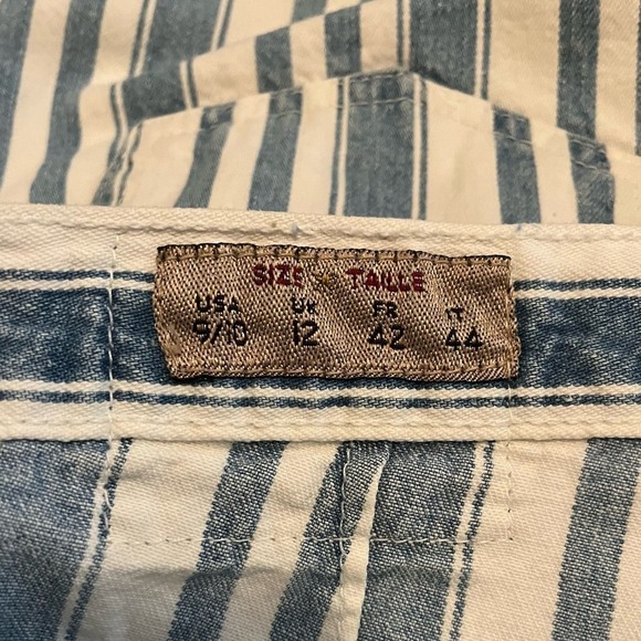 Vintage 90s Express High Rise Mom Blue Striped Knee Length Shorts Size 9/10 - Picture 7 of 9